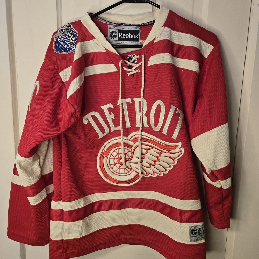 Reebok Red and White Detroit Jersey
